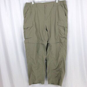 Columbia Convertible Pants to Shorts Mens XL Beige Cargo Packable Zip Off Nylon